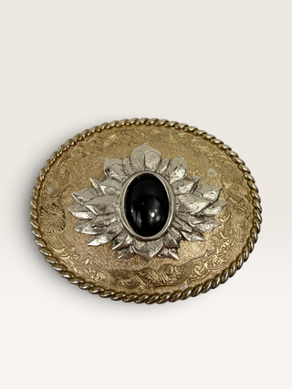 Vintage 1973 RainTree Black Stone Belt Buckle