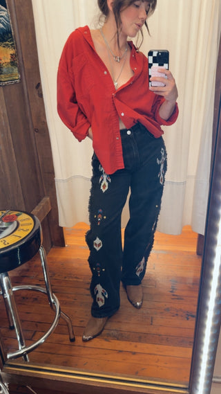 Sonora Embroidered Fringe Jeans