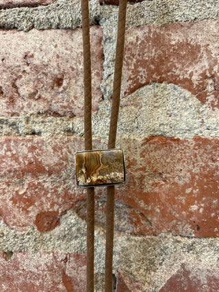 Agate Set In Silver Bolo Tie