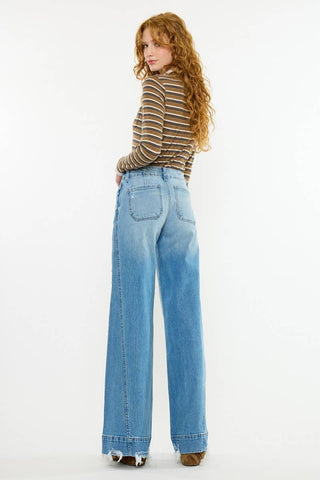 Birdeen Mid Rise Super Wide Flare Jeans