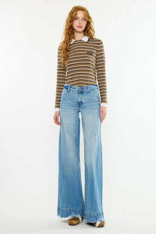 Birdeen Mid Rise Super Wide Flare Jeans