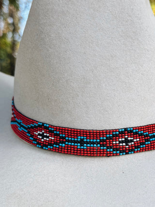 Beaded Stretch Red Twisted Hat Band
