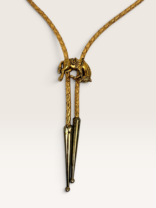 Brass Bucking Bronco Bolo Tie