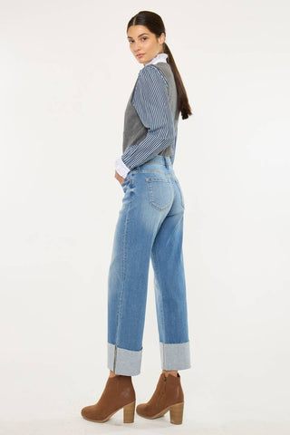 Kenny Mid Rise Cropped Wide Leg Jeans