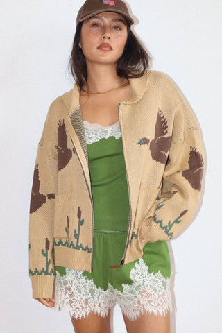 The Merle Duck Knit Zip Cardigan