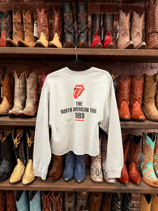 Chop Shop Rolling Stones Red Tongue Cropped Sweatshirt