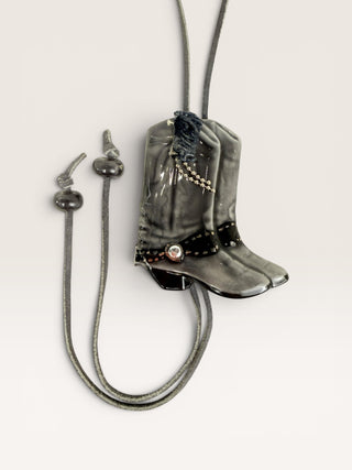 Ceramic Cowboy Boot Bolo Tie