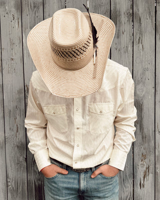 Wrangler Western Long Sleeve Western Snap Dobby Stripe Shirt