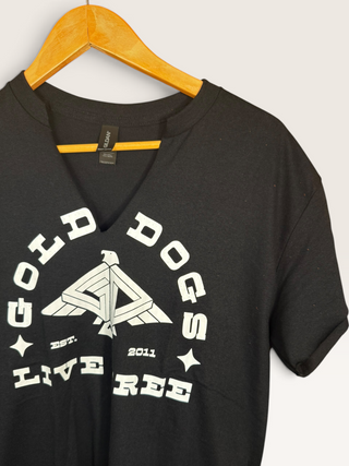 Gold Dogs Live Free Chop Shop Simple V-Neck