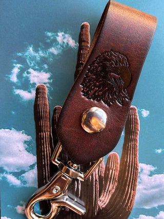 Eagle Head Leather Snap Key Clip