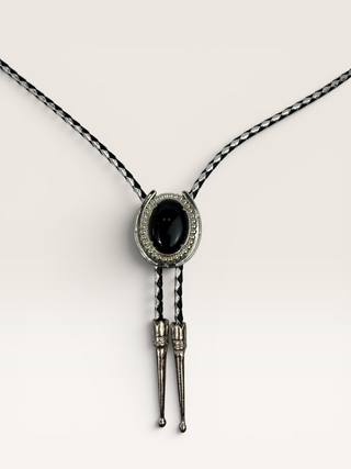Petrified Wood Silver Horse Shoe Bolo Tie