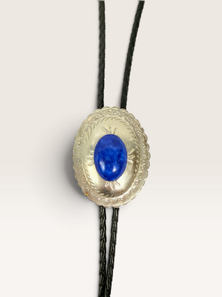 Stamped Silver Concho with Blue Stone