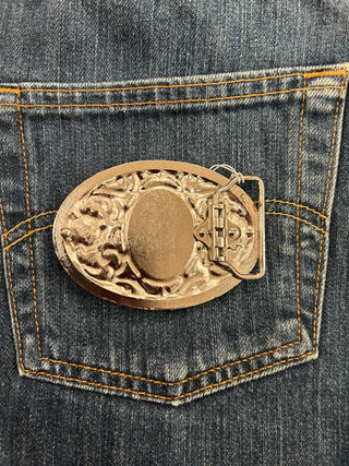 Faux Turquoise Flower Belt Buckle