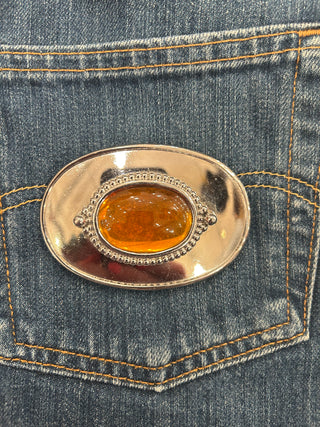 Orange glass Belt Buckle