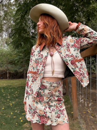 Letting Me Down Jacquard Tapestry Mini Skirt