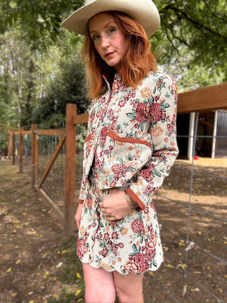 Letting Me Down Jacquard Tapestry Mini Skirt
