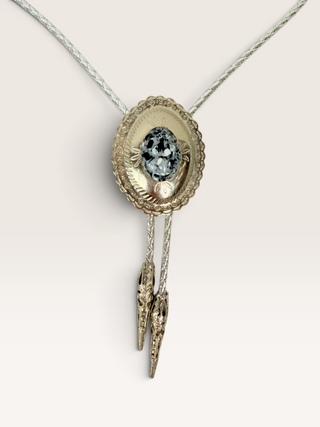 Silver and Spotted Stone Bolo Tie