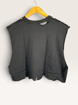 Gold Dogs Live Free Chop Shop Distressed Cropped Muscle Tank