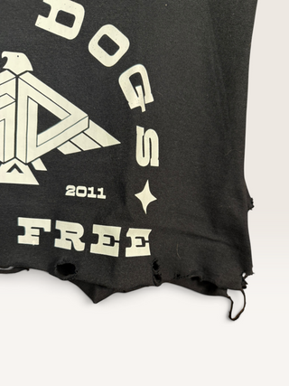Gold Dogs Live Free Chop Shop Distressed Cropped Muscle Tank