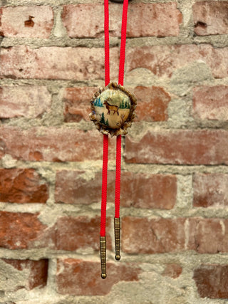 Hand Painted Elk Horn Base Bolo Tie