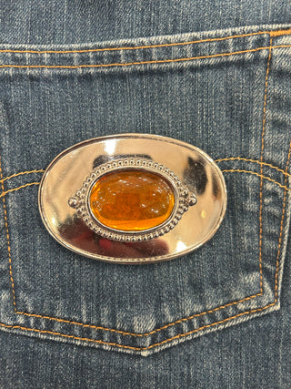 Orange glass Belt Buckle