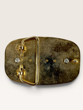 Vintage Brass Landscape Jasper Belt Buckle