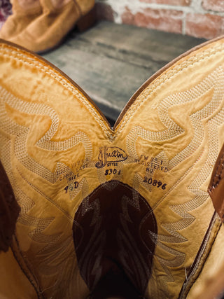 Vintage Justin Teju Lizzard Cowboy Boots M Sz 9 / W Sz 10.5