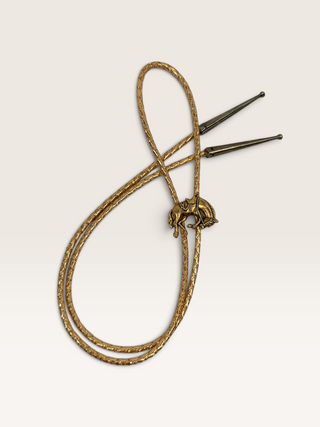 Brass Bucking Bronco Bolo Tie