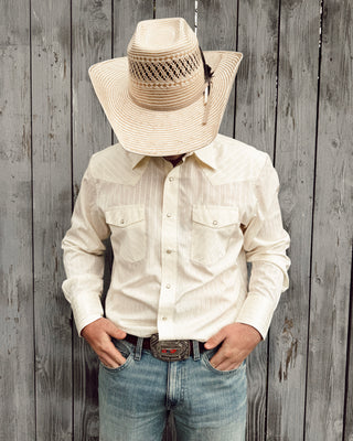 Wrangler Western Long Sleeve Western Snap Dobby Stripe Shirt