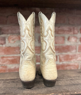 Tony Lama Ostrich Cowboy Boots Womens 9.5, Men’s 8