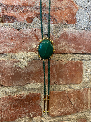 Layered Green Stone Bolo Tie