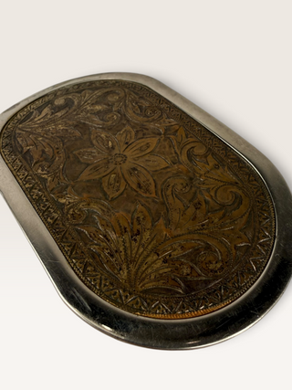 Vintage Copper Floral Scrollwork Belt Buckle