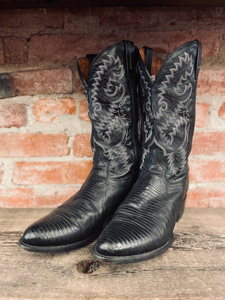 Vintage Dan Post Teju Lizard Cowboy Boots M Sz 11