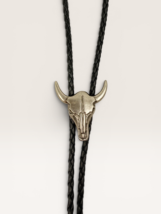 Vintage Silver Bull Skull Bolo Tie