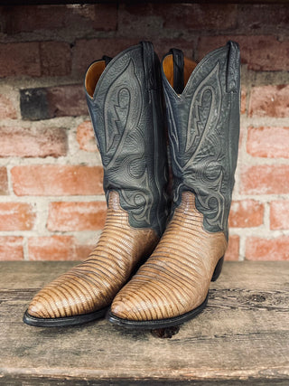 Vintage El Doeado Teju Lizzard Cowboy Boots M Sz 9