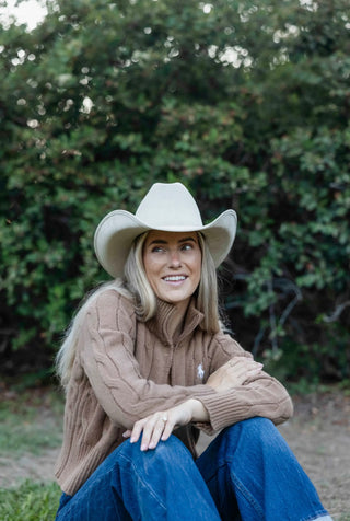 Dutch Cattleman Faux Suede Cowboy Hat Cream