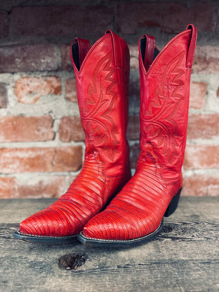 Vintage Justin Teju Lizzard Cowboy Boots W Sz 5.5
