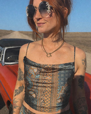 Into The Sky Cowl Neck Crop Tank Top