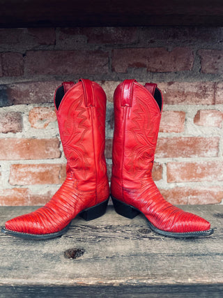 Vintage Justin Teju Lizzard Cowboy Boots W Sz 5.5
