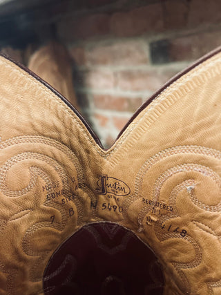Vintage Justin Snakeskin Cowboy Boots W Sz 7
