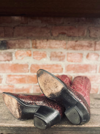 Vintage Justin Snakeskin Cowboy Boots W Sz 7