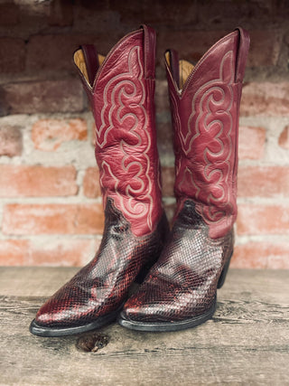 Justin Snakeskin Cowboy Boots W Sz 7