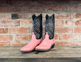 Pink Teju Lizard Cowboy Boots W Sz 7