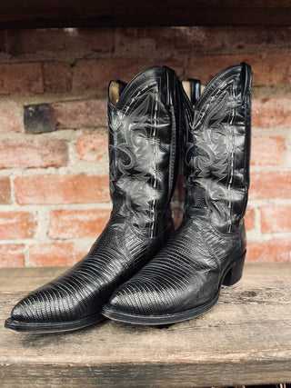 Vintage Dan Post Teju Lizard Cowboy Boots M Sz 12