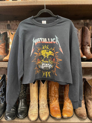 Chop Shop Metallica skull cropped sweatshirt