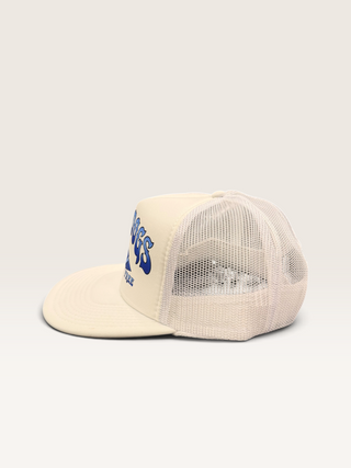 Gold Dogs Live Free White/Blue Gradient Flat Brim Trucker Hat