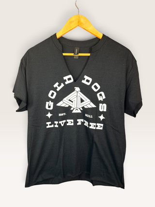Gold Dogs Live Free Chop Shop Simple V-Neck
