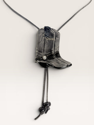 Ceramic Cowboy Boot Bolo Tie