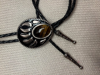 Tigers Eye Bear Claw Bolo Tie