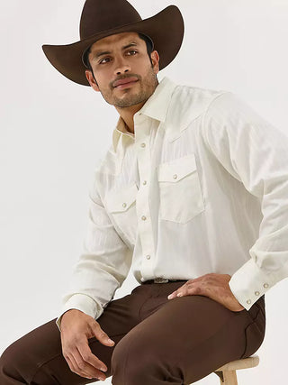Wrangler Western Long Sleeve Western Snap Dobby Stripe Shirt